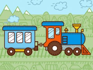 Trains For Kids Coloring Puzzle Game - Memory Match