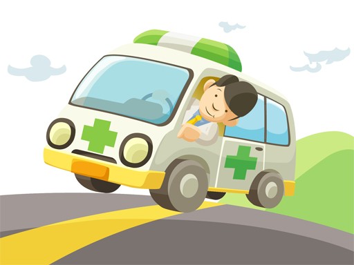 Cartoon Ambulance Slide Puzzle Game - Family Puzzle Game