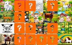Farm Animals Memory Match Online Game